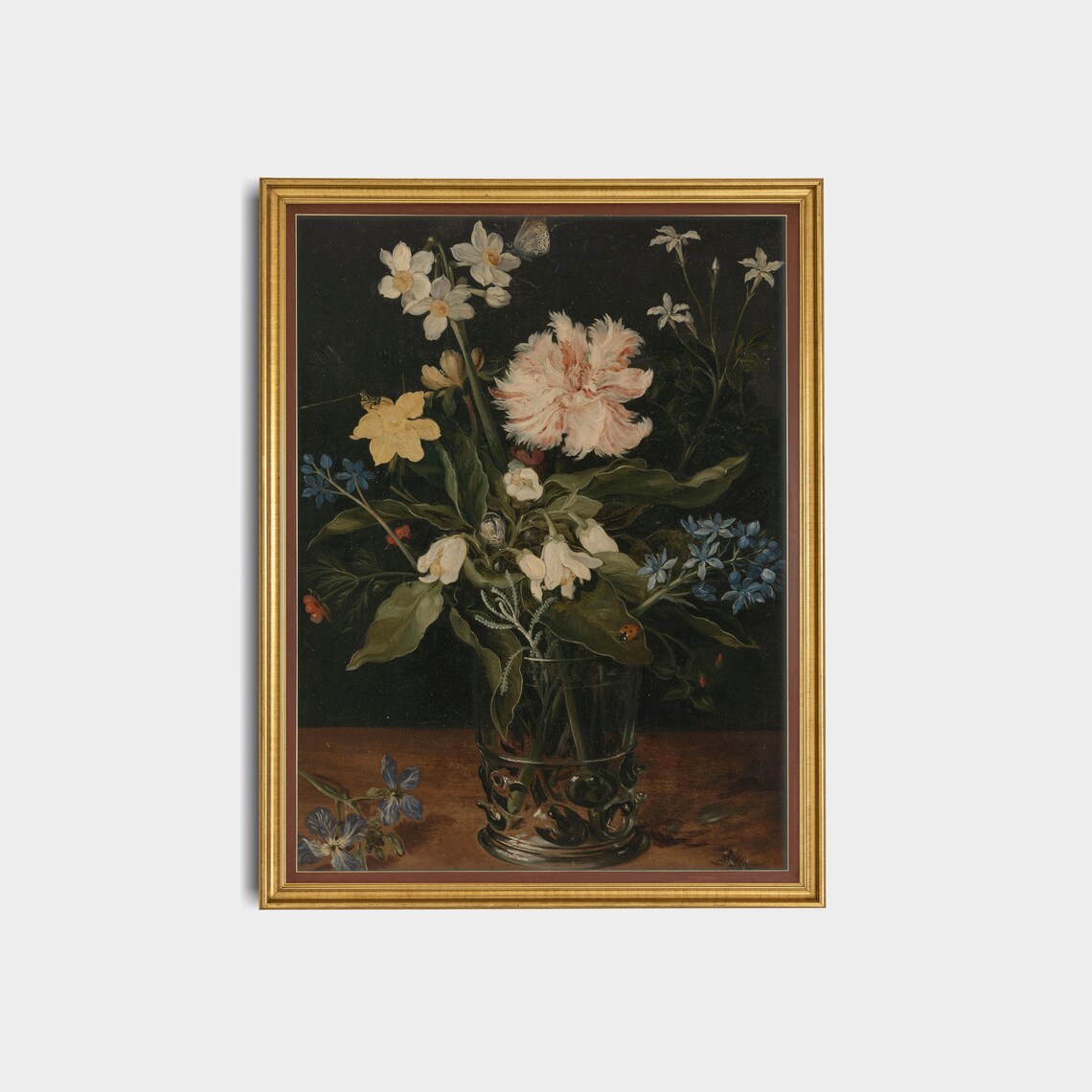 Dutch Floral Still Life Glass Vase Tulip Daffodil Vintage Poster - Image 2