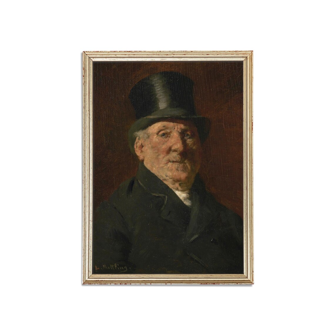 Victorian Gentleman Top Hat Moody Antique Portrait Poster Art - Image 3