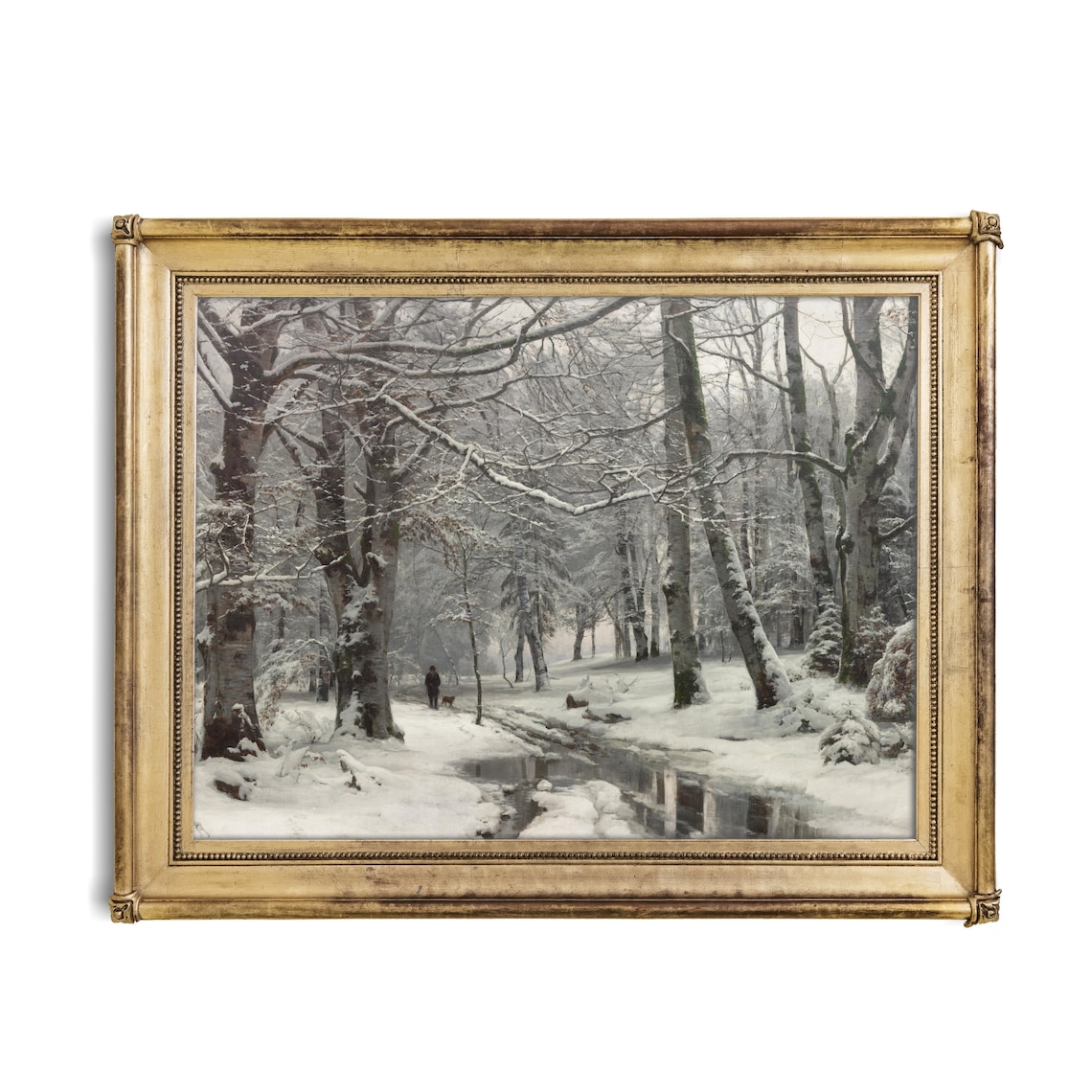 Winter Beech Woods with Frozen Stream Vintage Landscape Poster - Image 3