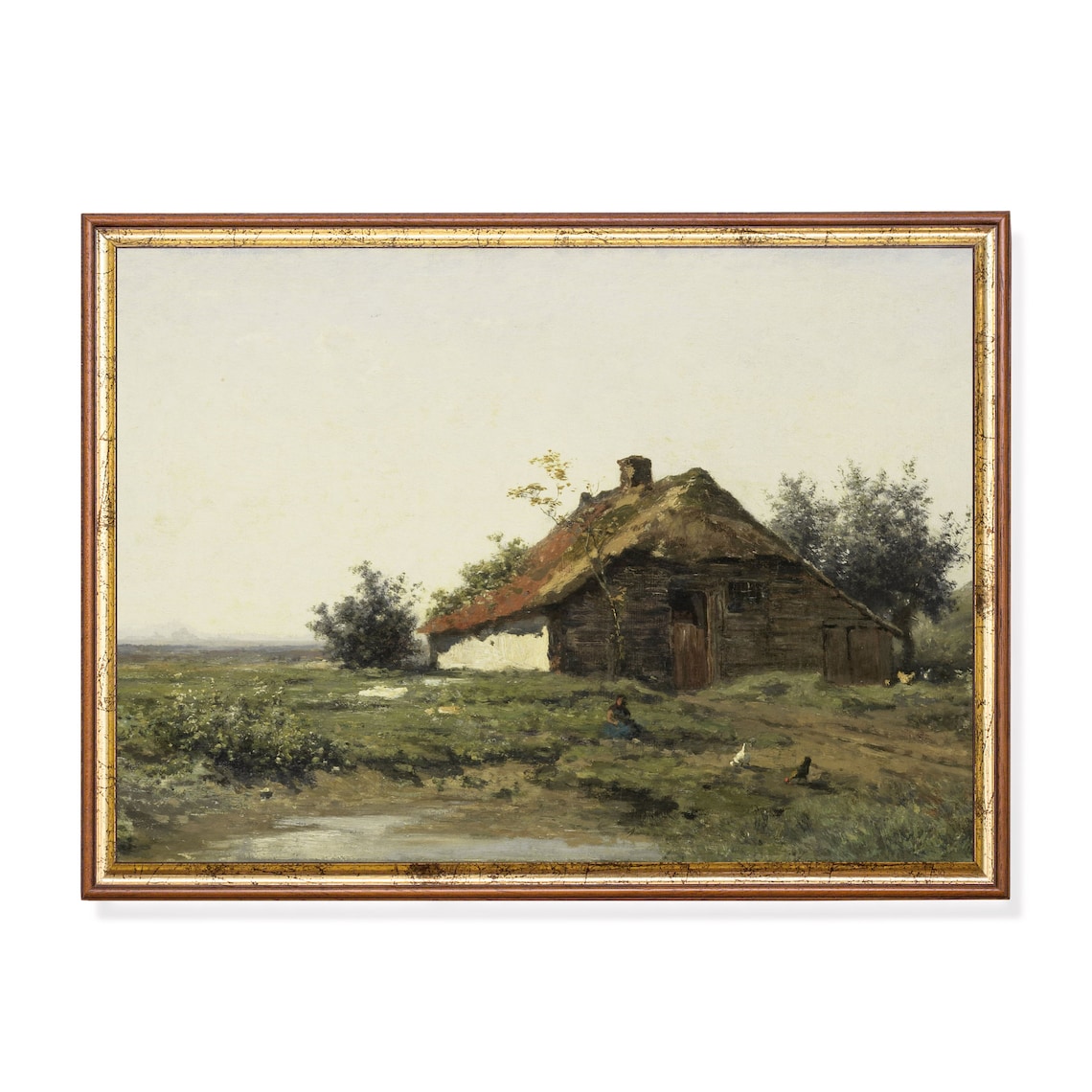 Thatched Cottage Standing on an Open Heath Farm Scene Poster