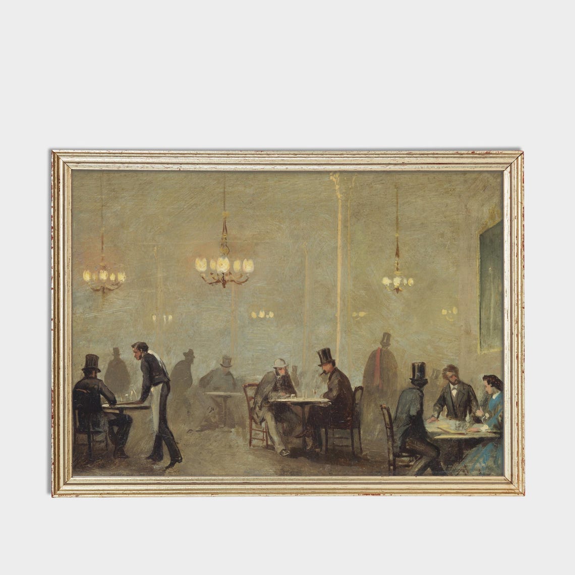Grand Victorian Cafe Interior Gentlemen Vintage Cafe Scene Poster - Image 3