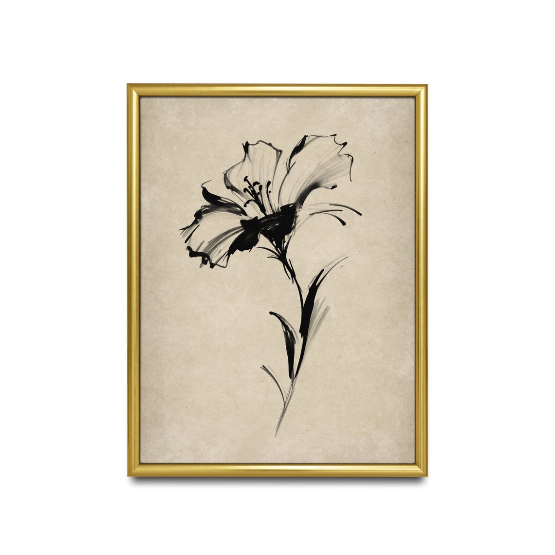 Bold Black Ink Flower Study Minimalist Botanical Line Art Poster - Image 2