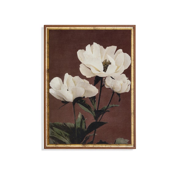 Printed And Shipped Vintage Flower Painting Antique Floral Print Moody Rustic Artwork Farmhouse Decor Fine Art Physical Prints