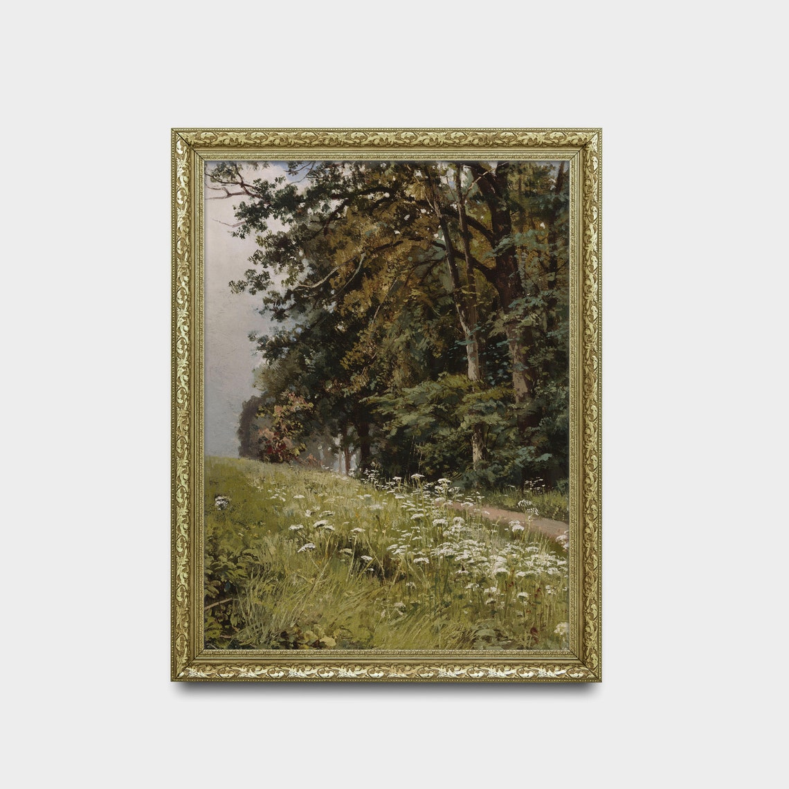 Forest Edge with Sunlit Wildflower Meadow Vintage Nature Art Poster - Image 2