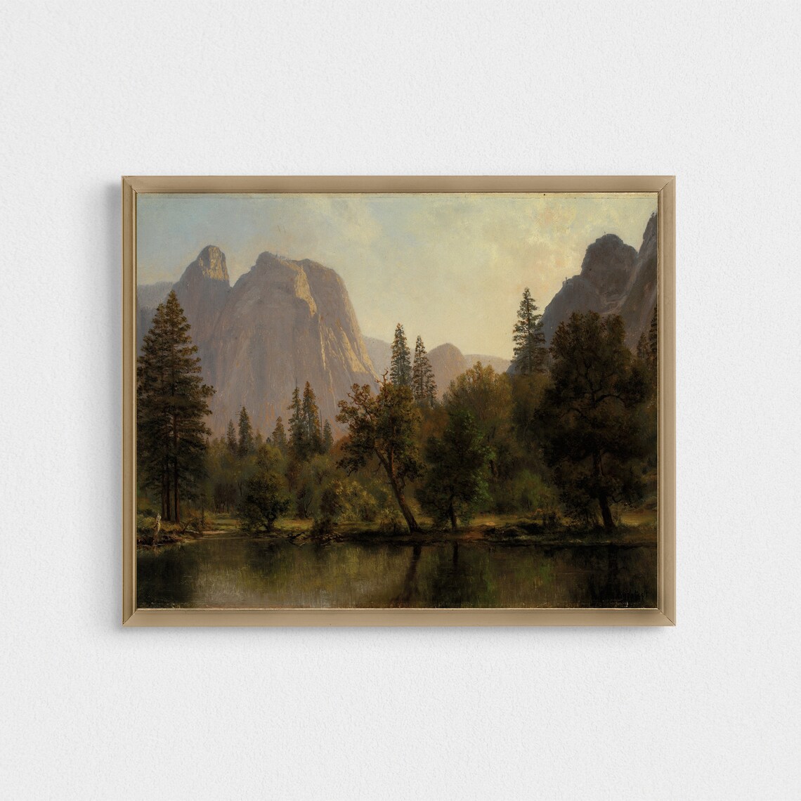 Vintage Mountain Landscape, Lake Forest Art Print - Image 2