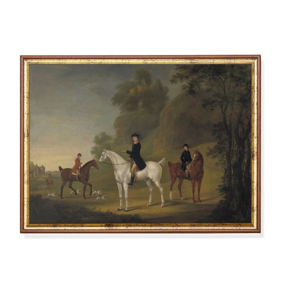 Vintage Horse Painting Art Print, Rustic Farmhouse Decor