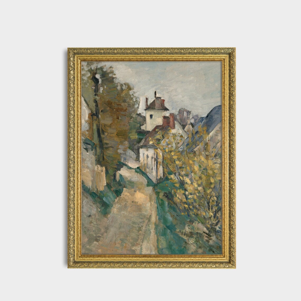 Impressionist Village Street Painting Antique Country Houses Wall Art - Image 3