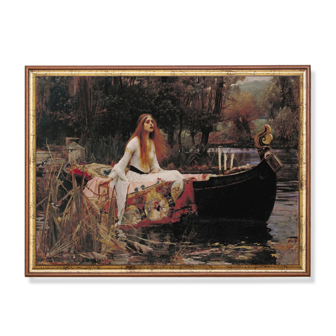 The Lady of Shalott in Her Boat Vintage Mythology Art Reproduction Poster