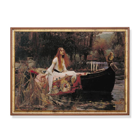 Print And Ship Vintage Wall Art The Lady Of Shalott Antique Moody Surreal Mythology Art Dark Academia Classic Print
