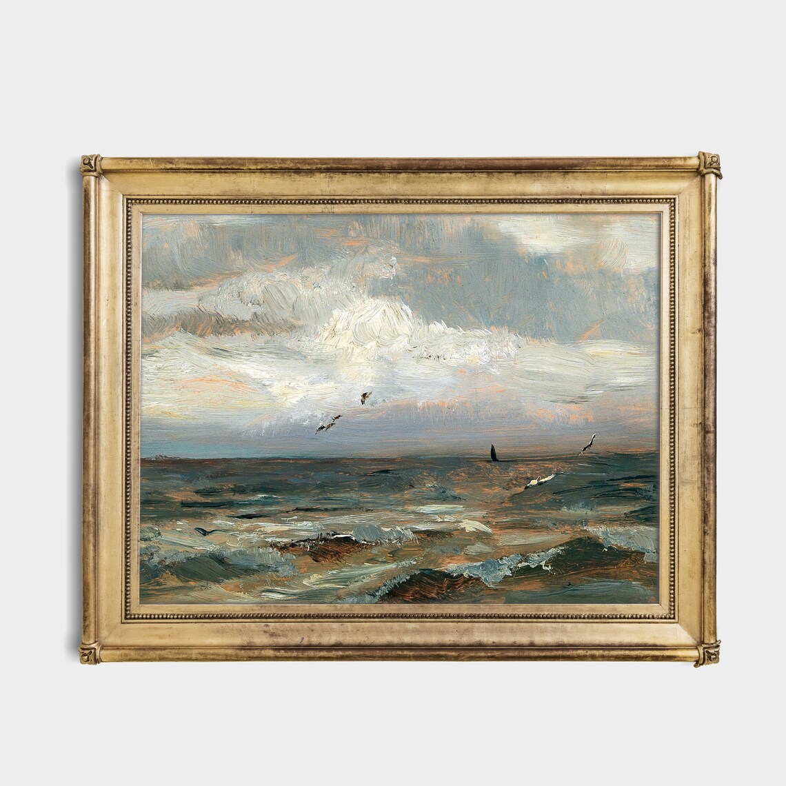 Stormy Sky Over Choppy Sea Impressionist Ocean Painting Art Poster - Image 4