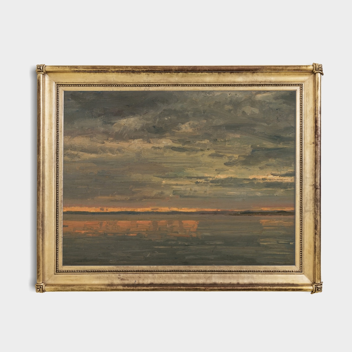 Glowing Orange Sunset Over a Calm Sea Beneath Dark Clouds Poster - Image 2