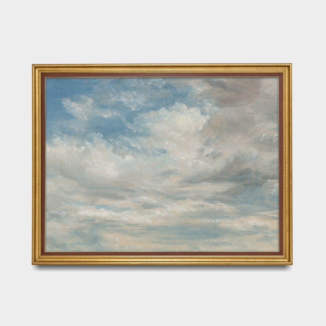 Antique Bright Billowing Clouds Against Blue Sky Study Poster - Image 3