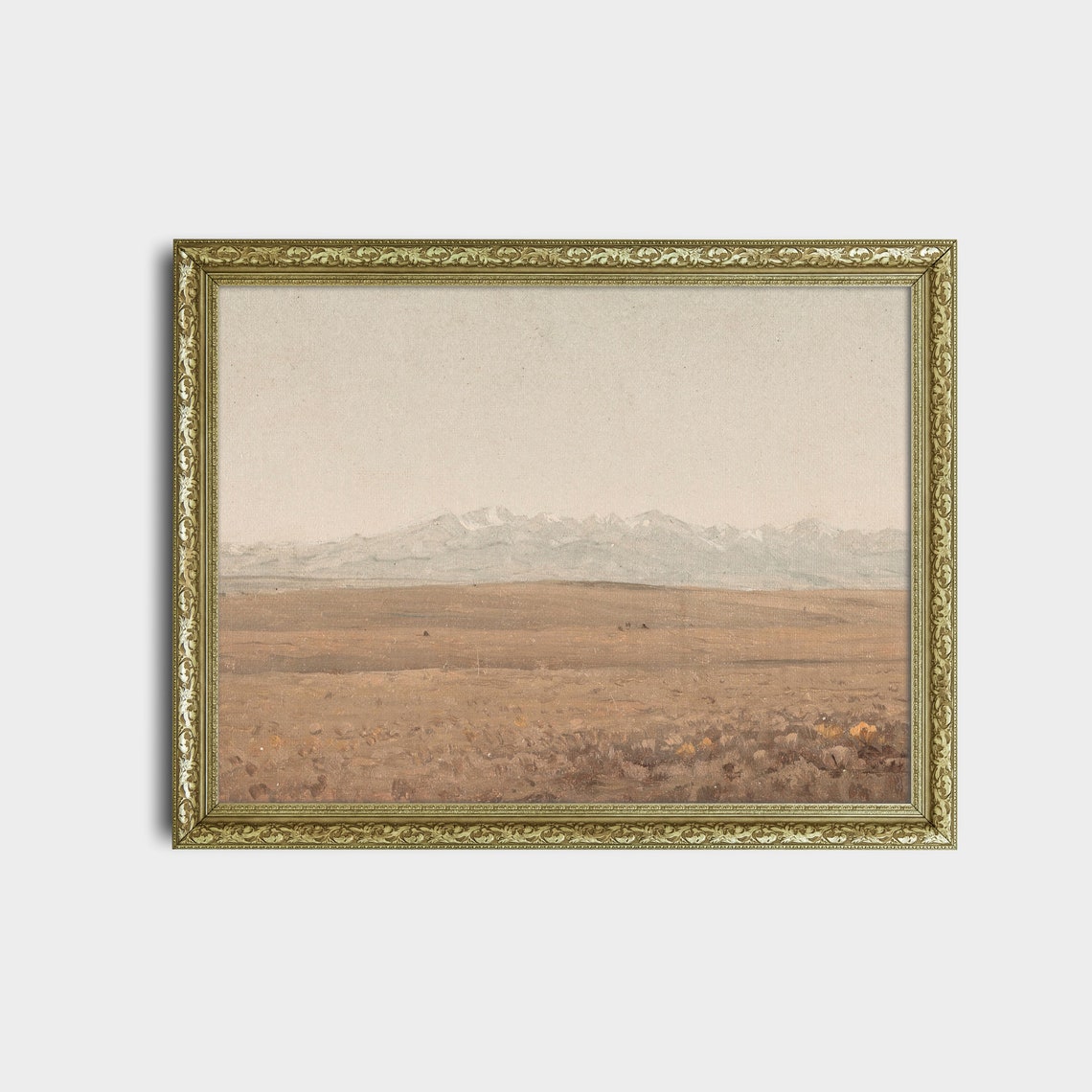 Distant Snowy Peaks Over an Empty Prairie Vintage Landscape Poster - Image 2