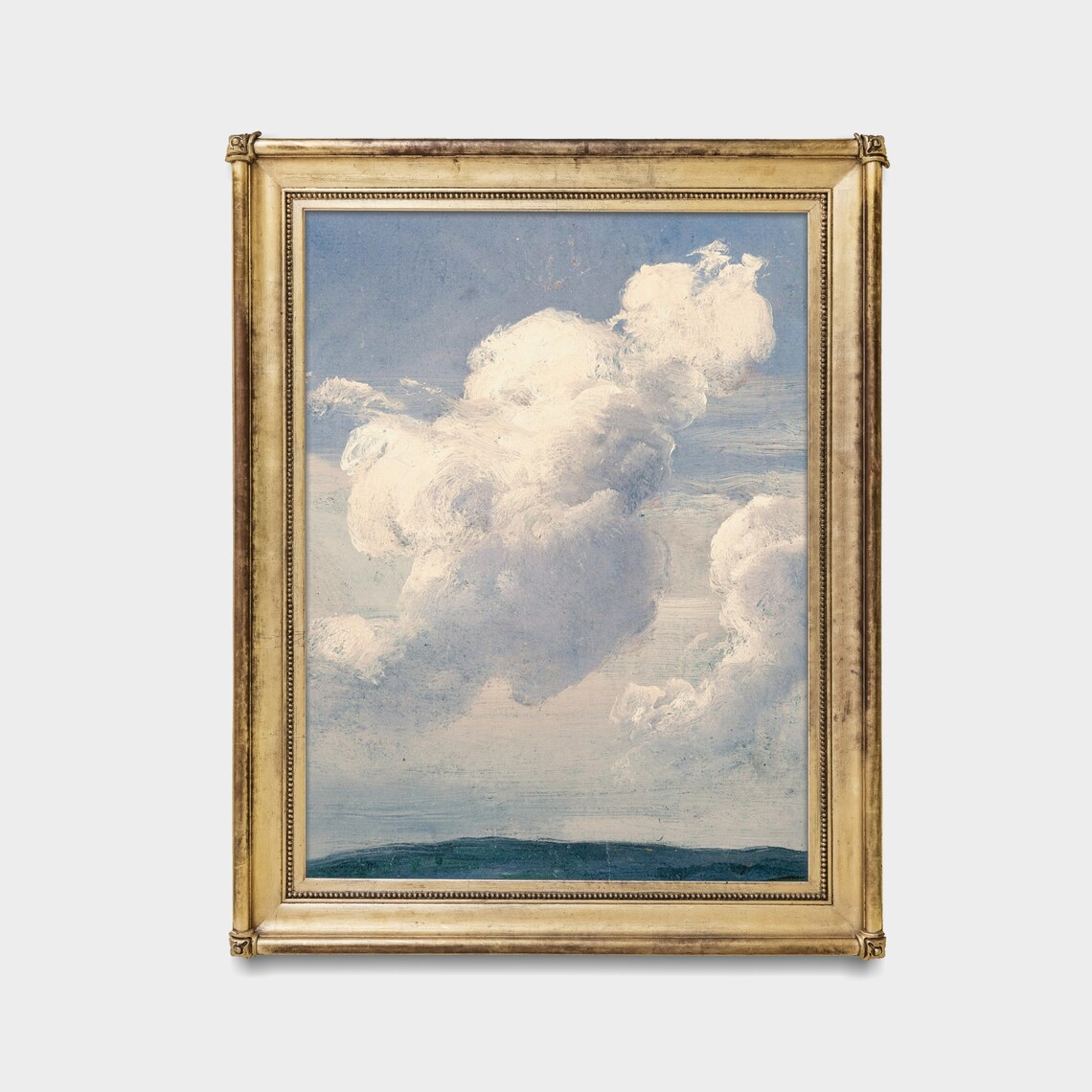Vintage Cloud Sky Painting, Rustic Living Room Art Print - Image 2