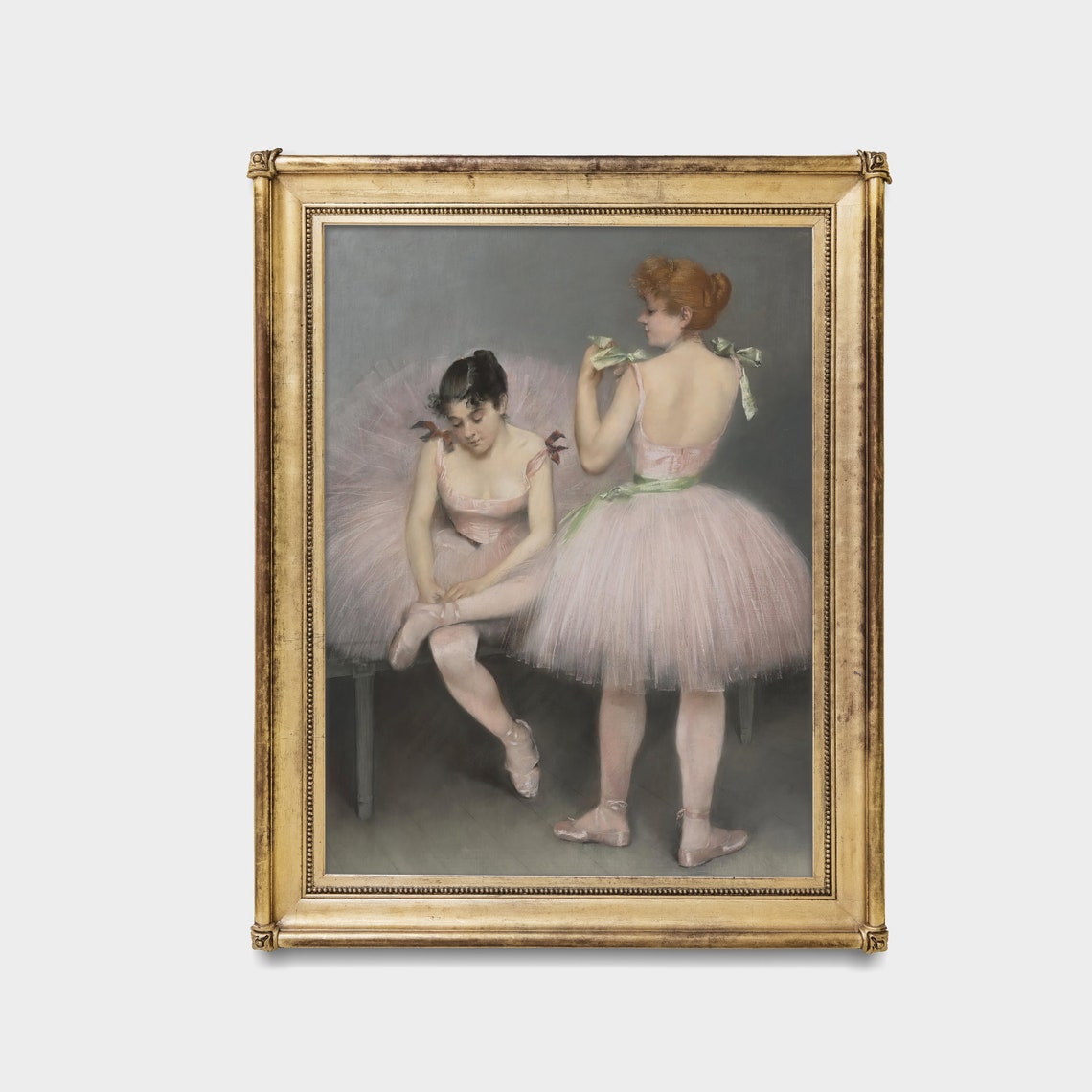Two Ballerinas in Pink Tutus Antique Ballet Dancers Painting Poster - Image 5