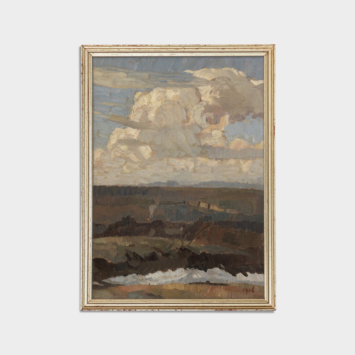 Vintage Landscape Painting Antique Country Landscape Wall Art Farmhouse Decor Oil Painting Fine Print - Image 2