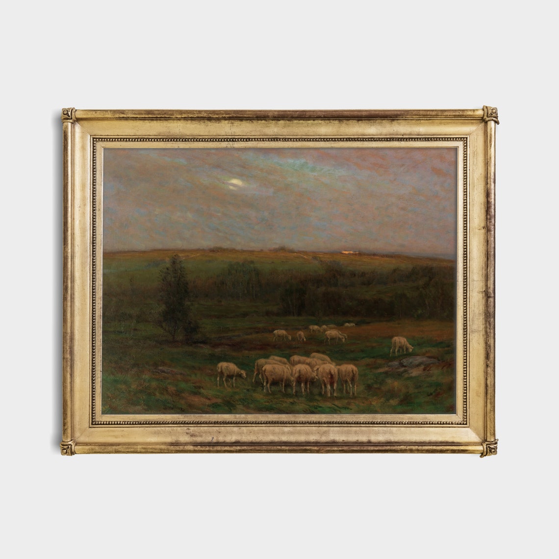 Sheep Grazing in a Valley Under a Glowing Moonlit Sky Poster - Image 5