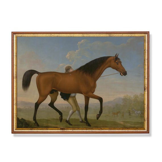 Vintage Horse Painting, Rustic Antique Equestrian Art Print