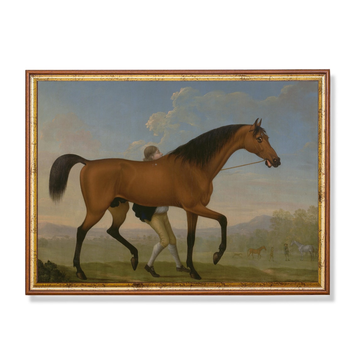 Vintage Horse Painting, Rustic Antique Equestrian Art Print
