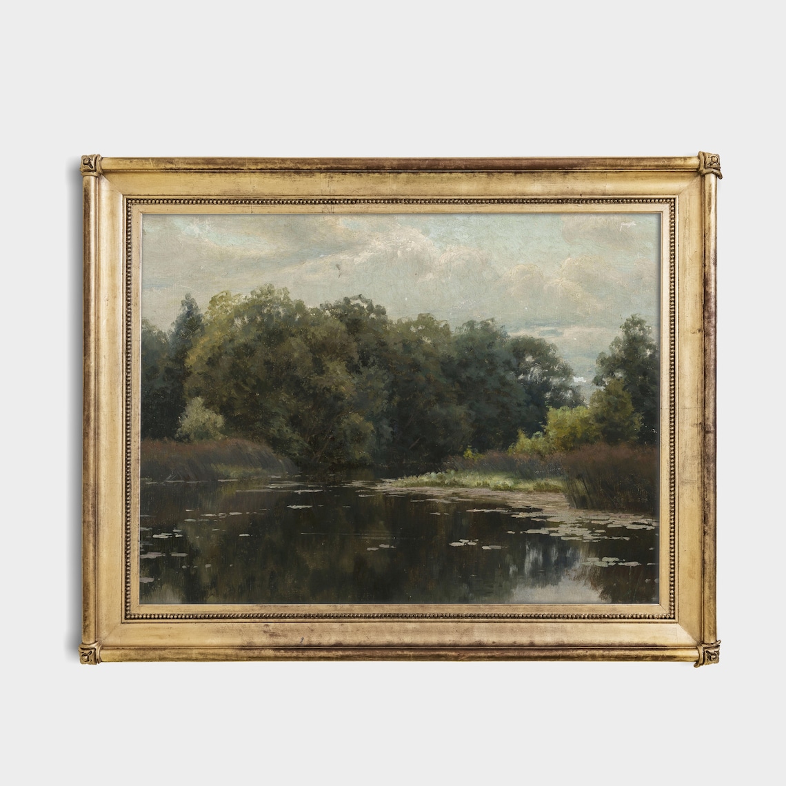 Moody Vintage Lake Reflection Landscape Painting Wall Poster - Image 4