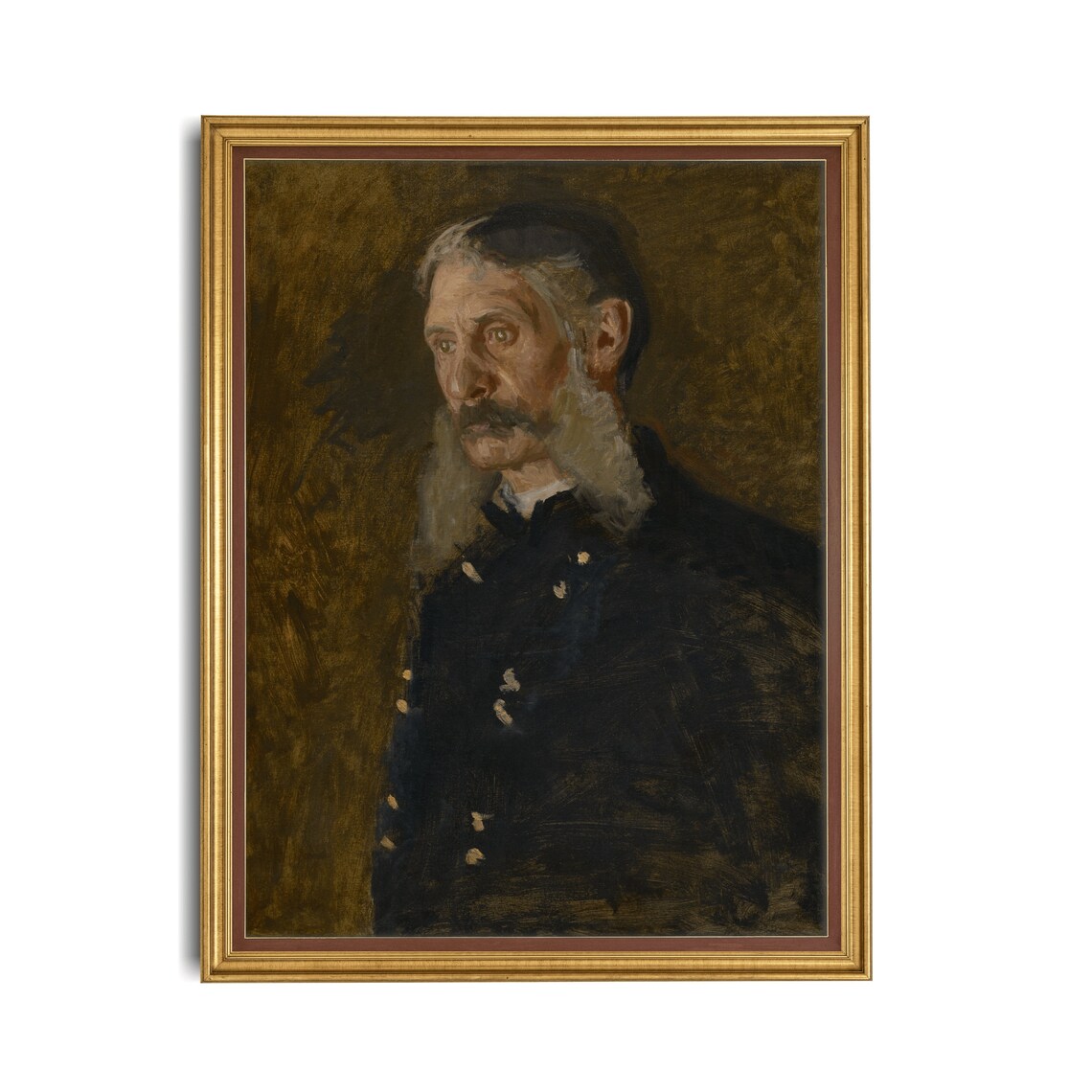 Bearded Gentleman Portrait in Dark Coat Vintage Oil Painting Poster - Image 2