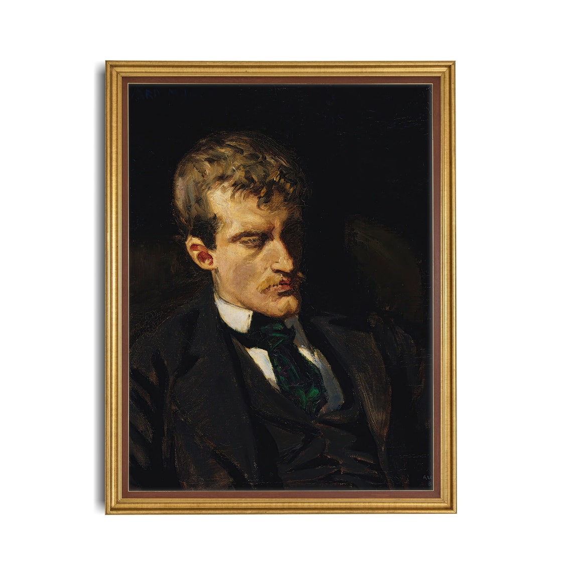 Brooding Moody Portrait of a Young Man in a Dark Suit Poster - Image 2