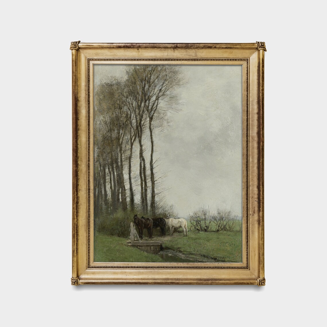 Vintage Horses At The Fence, Farmhouse Art Print - Image 3