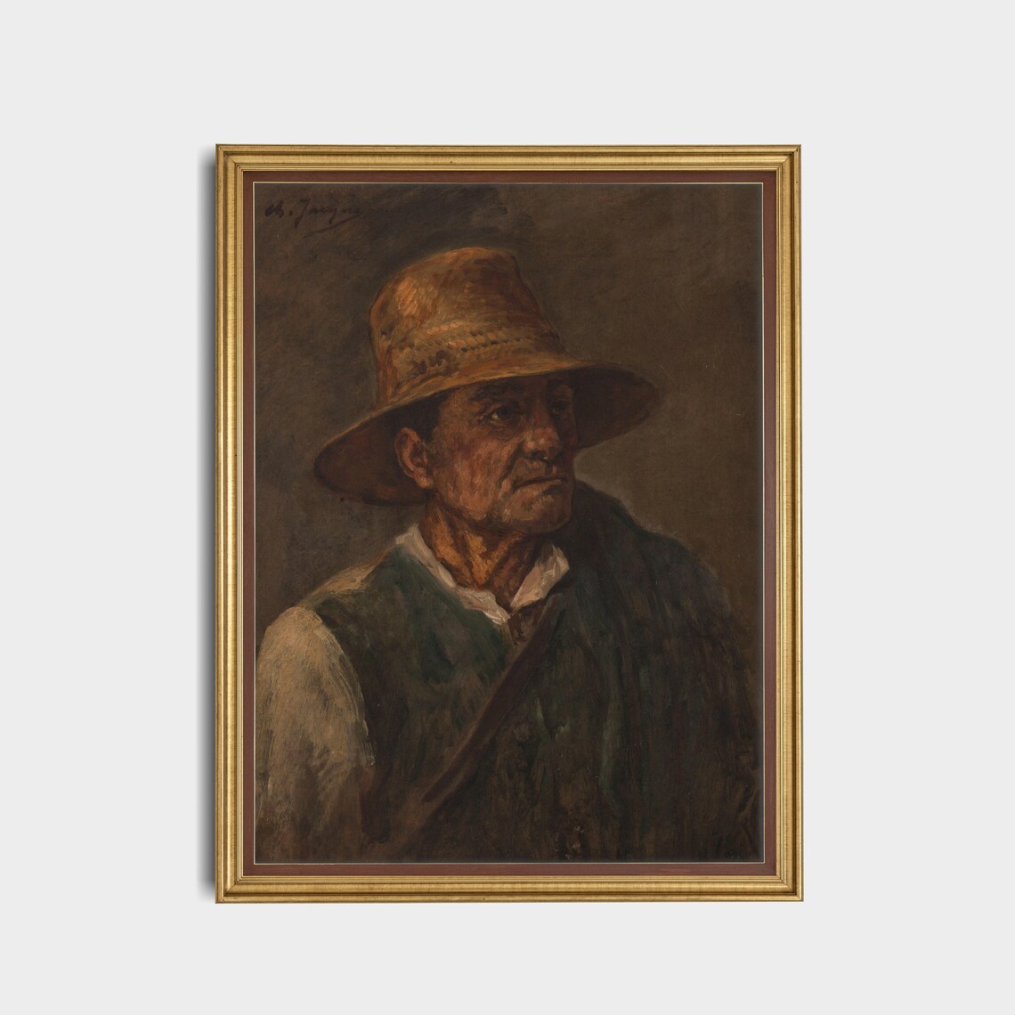 Vintage Gentleman Portrait, Moody Rustic Wall Art Print - Image 2