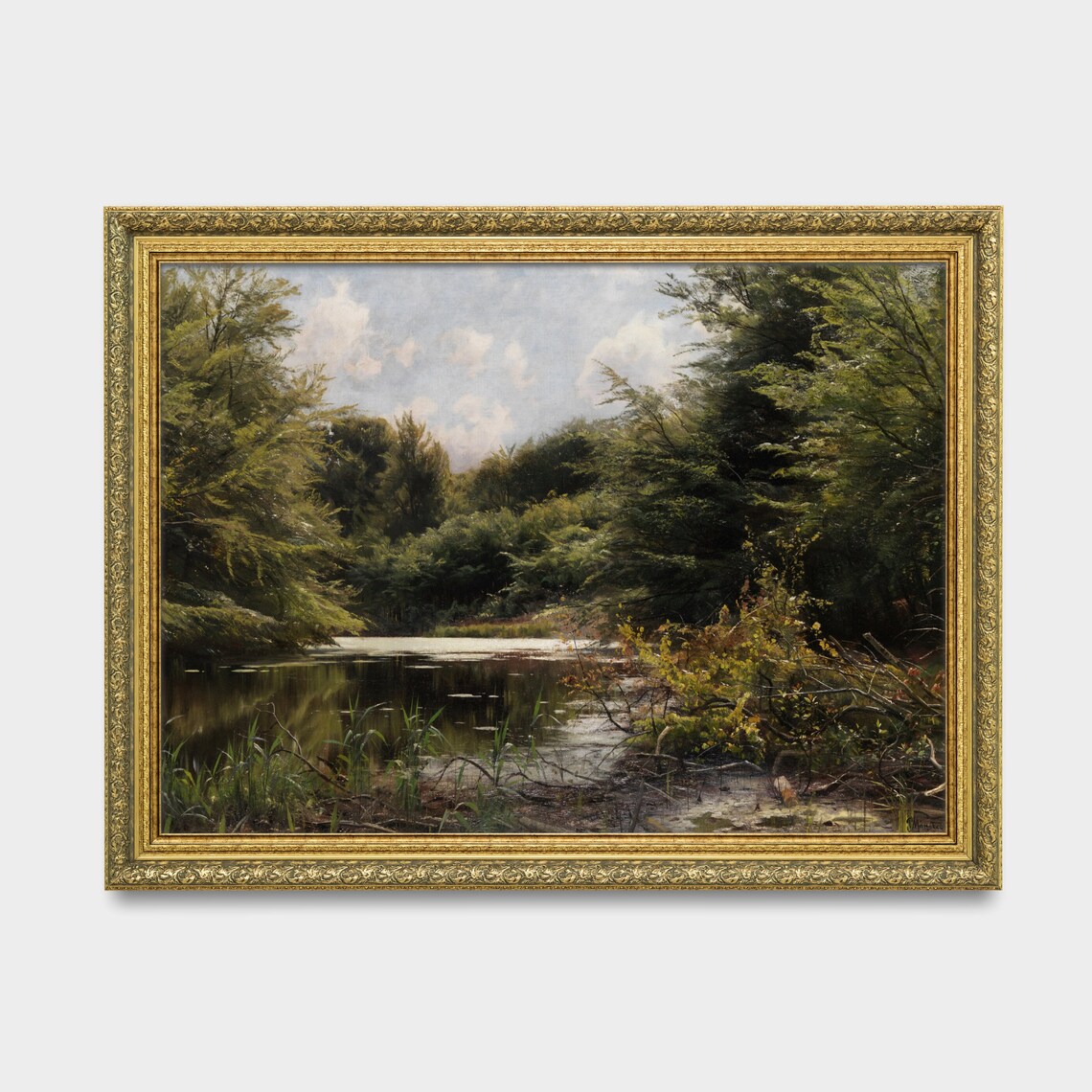 Vintage Landscape Painting, Rustic Lake House Art Print - Image 3