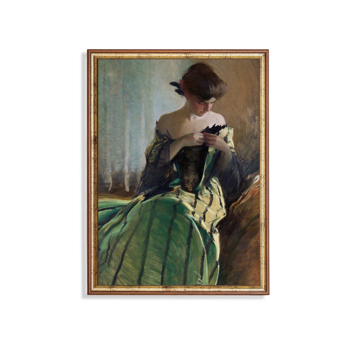 Vintage Victorian Woman Portrait, Oil Art Print