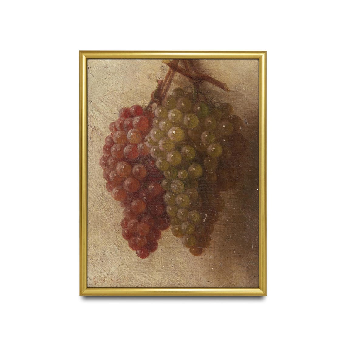 Hanging Red and Green Grape Clusters Still Life Study Poster - Image 2