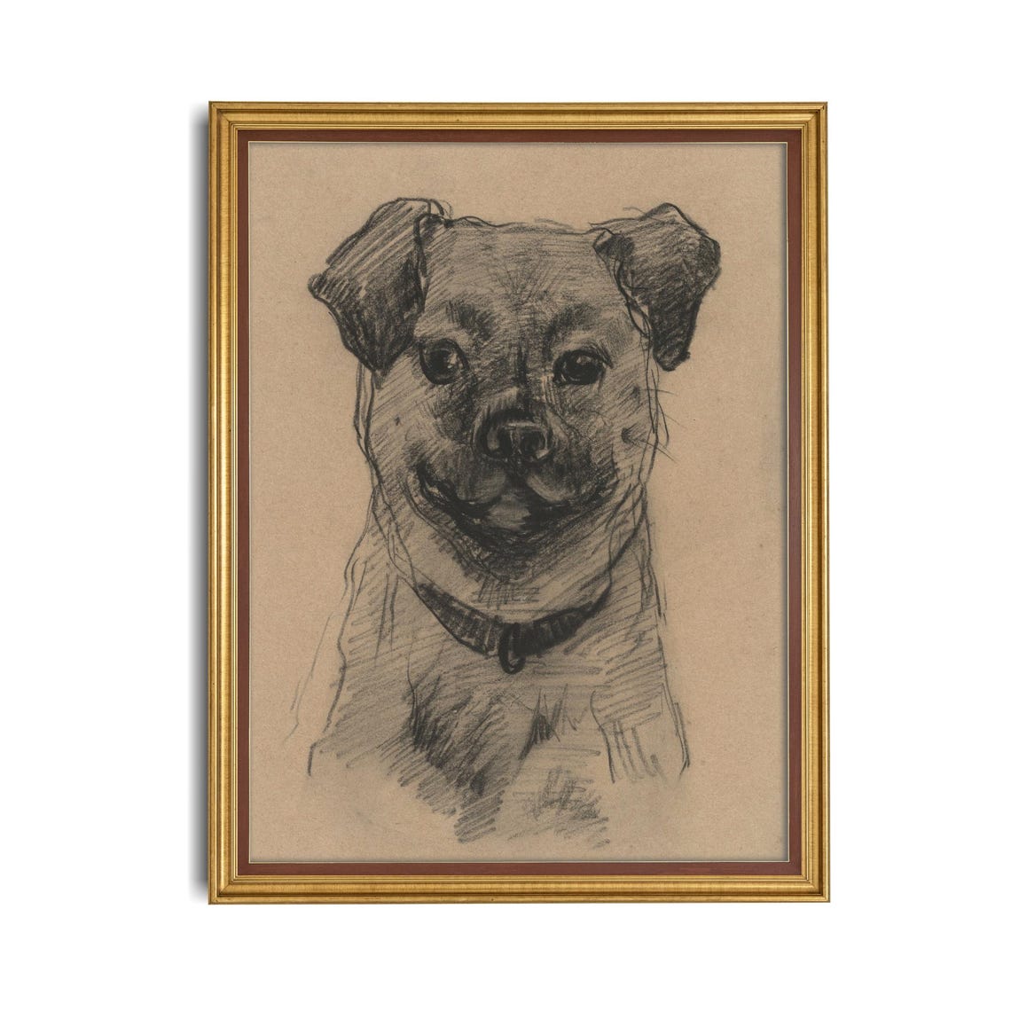 Expressive Dog Portrait Charcoal Sketch Minimalist Pet Drawing Poster - Image 4