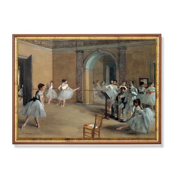 Vintage Ballet Painting Dance Rehearsal Print French Painting Moody Rustic Art Girls Portrait Art