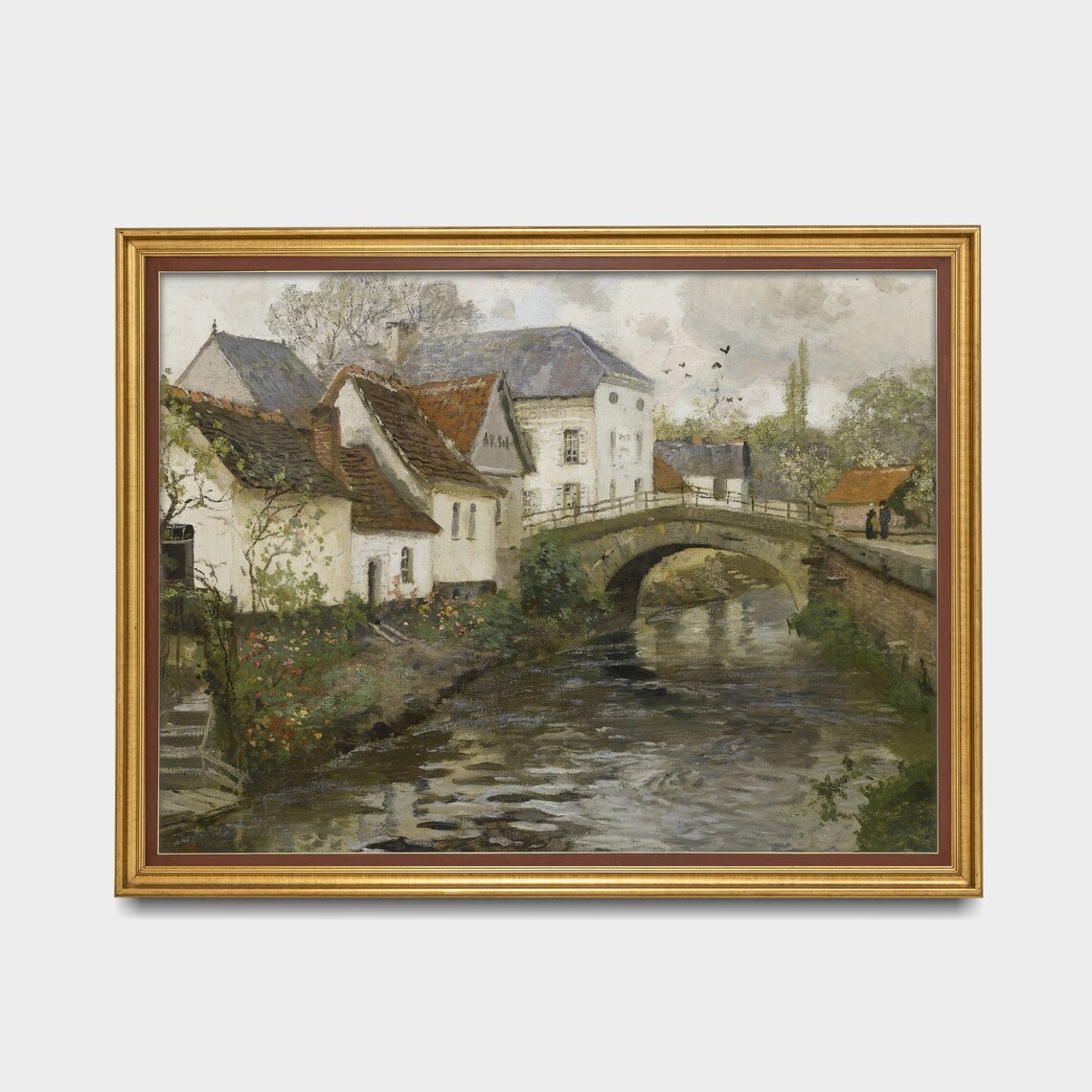 Antique Countryside Town, Rustic Farmhouse Art Print - Image 2