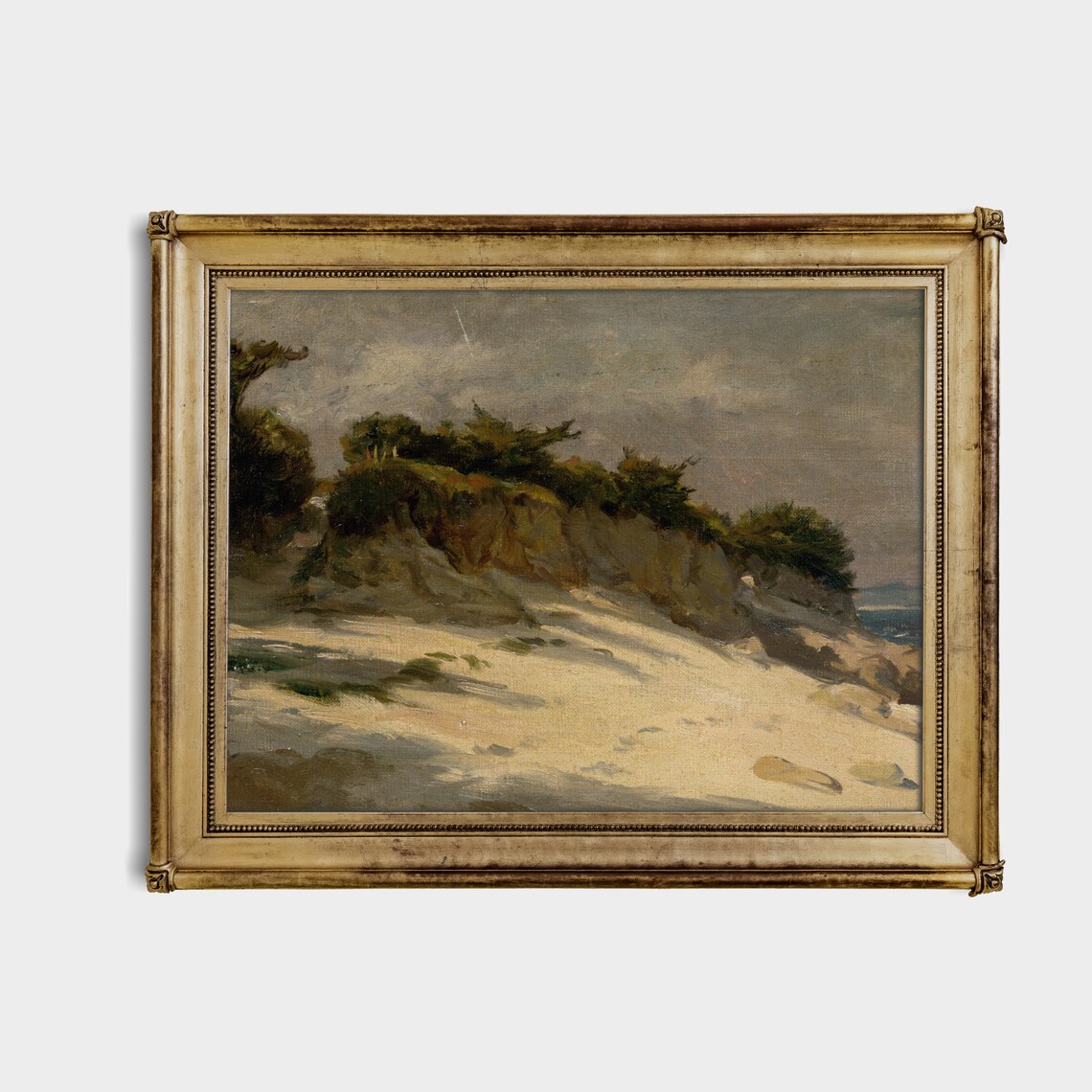Sandy Coastal Bluff with Windblown Pines Vintage Seaside Poster - Image 3