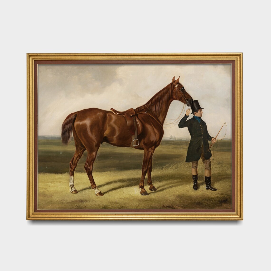 Chestnut Racehorse with Groom Classic Sporting Equestrian Art Poster - Image 5