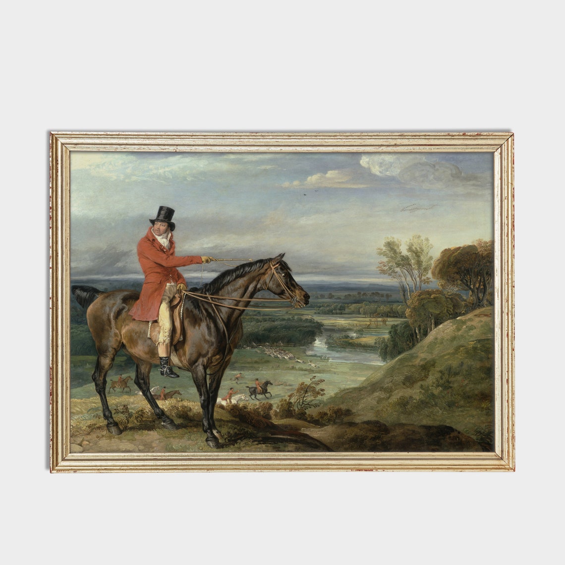 Vintage Fox Hunter Portrait Red Coat Horseback Equestrian Wall Art - Image 2
