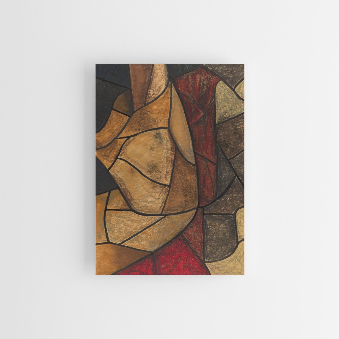 Ochre and Umber Geometric Abstract in Stained Glass Style Art Print - Image 2