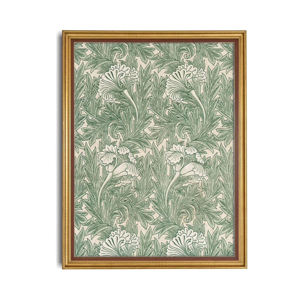Sage Green Tulip Botanical Tapestry Pattern Arts Crafts Art Poster - Image 4