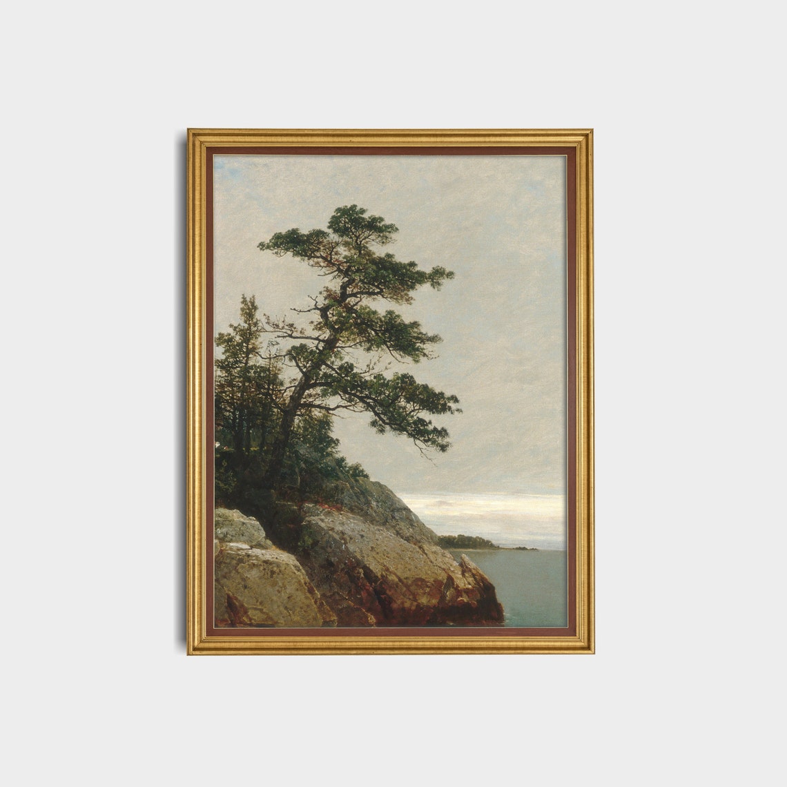 Windswept Pine Tree Above a Rocky Coastal Cliff Vintage Poster - Image 3