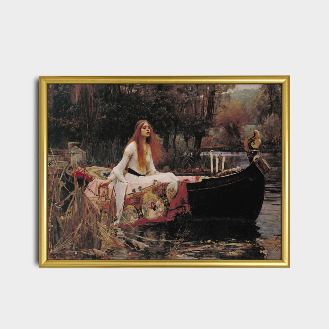 The Lady of Shalott in Her Boat Vintage Mythology Art Reproduction Poster - Image 2