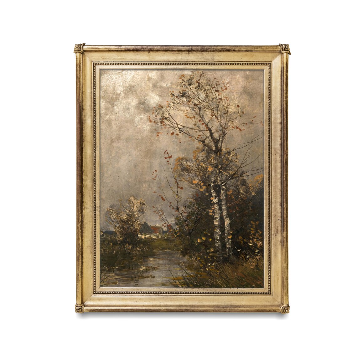 Vintage Autumn Landscape Oil Painting Art Print - Image 2