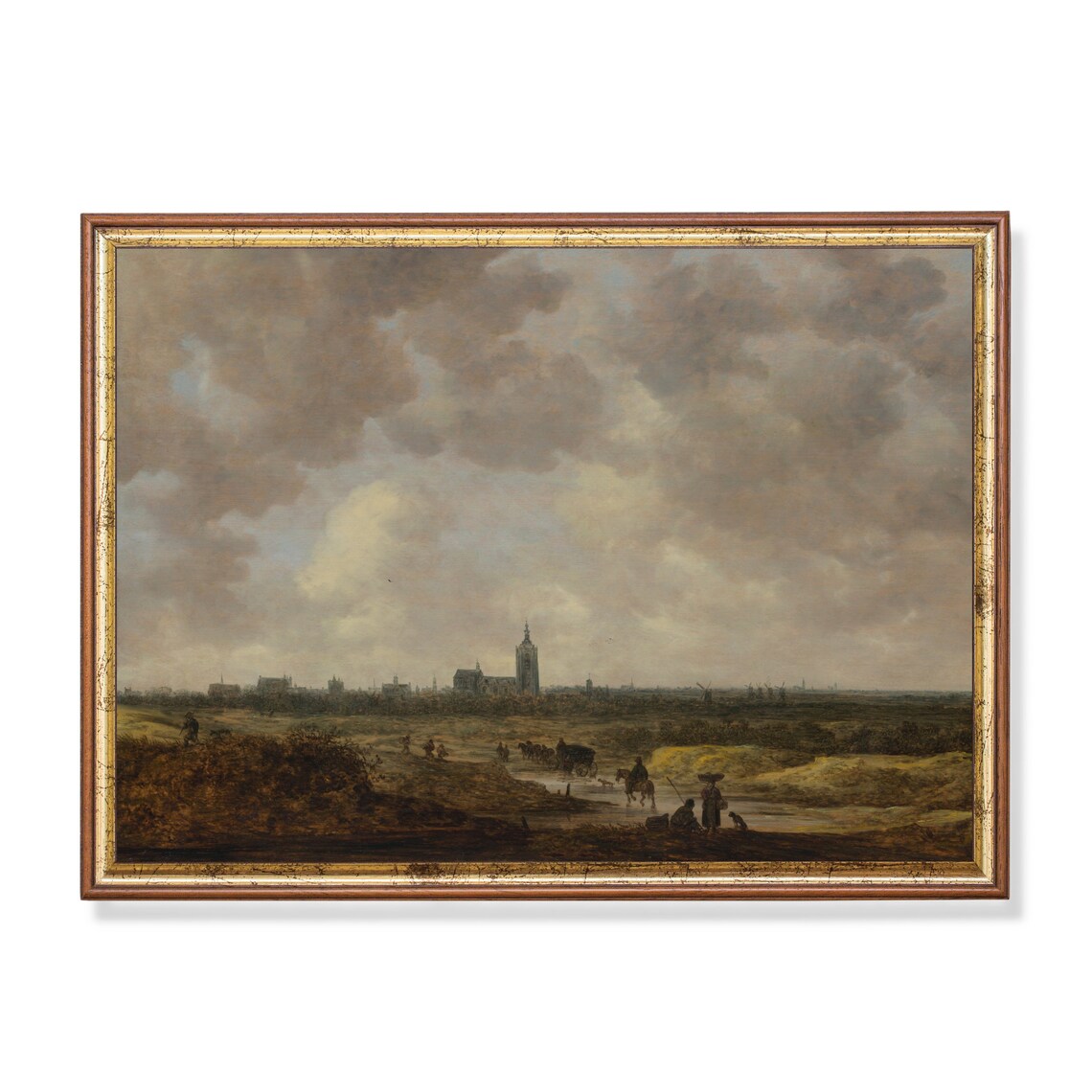 Dutch Town Panorama Travelers Vintage Landscape Painting Poster