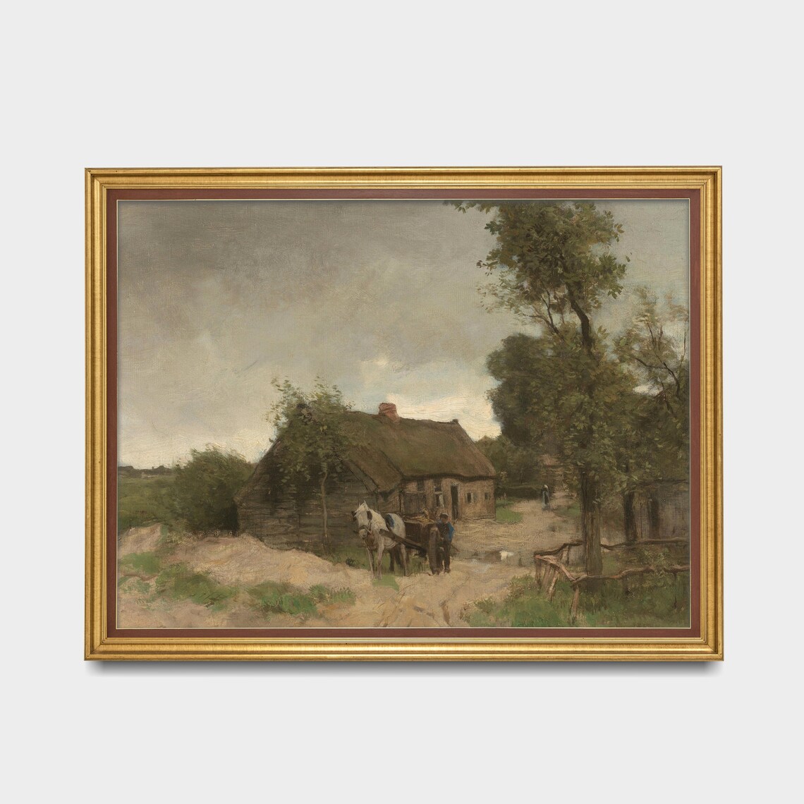 Thatched Cottage with Horse-Drawn Cart on Country Lane Vintage Poster - Image 2
