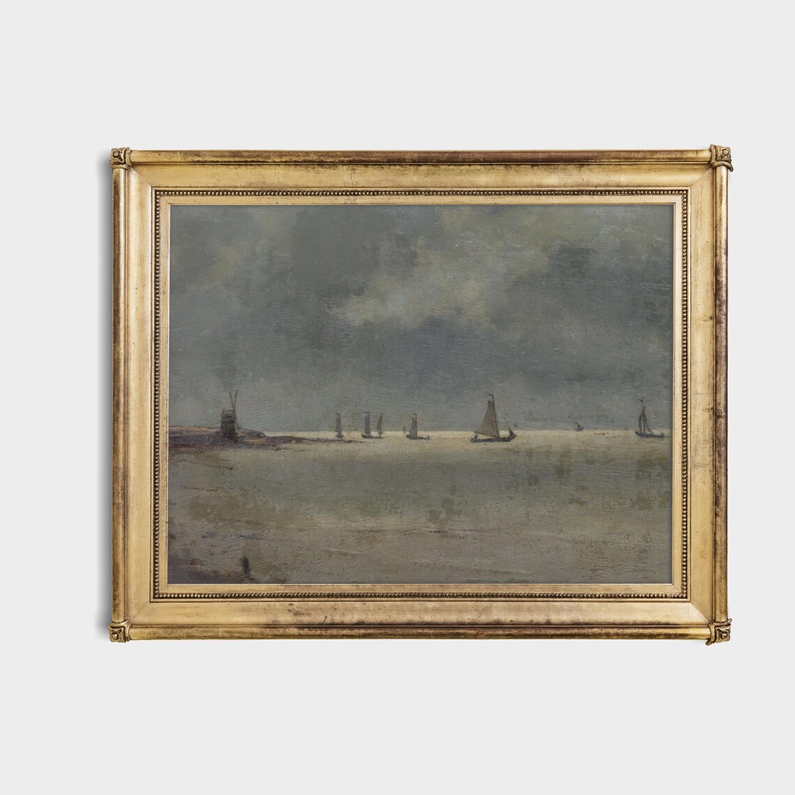 Sailboats on a Misty Sea Under Stormy Skies Vintage Marine Poster - Image 4