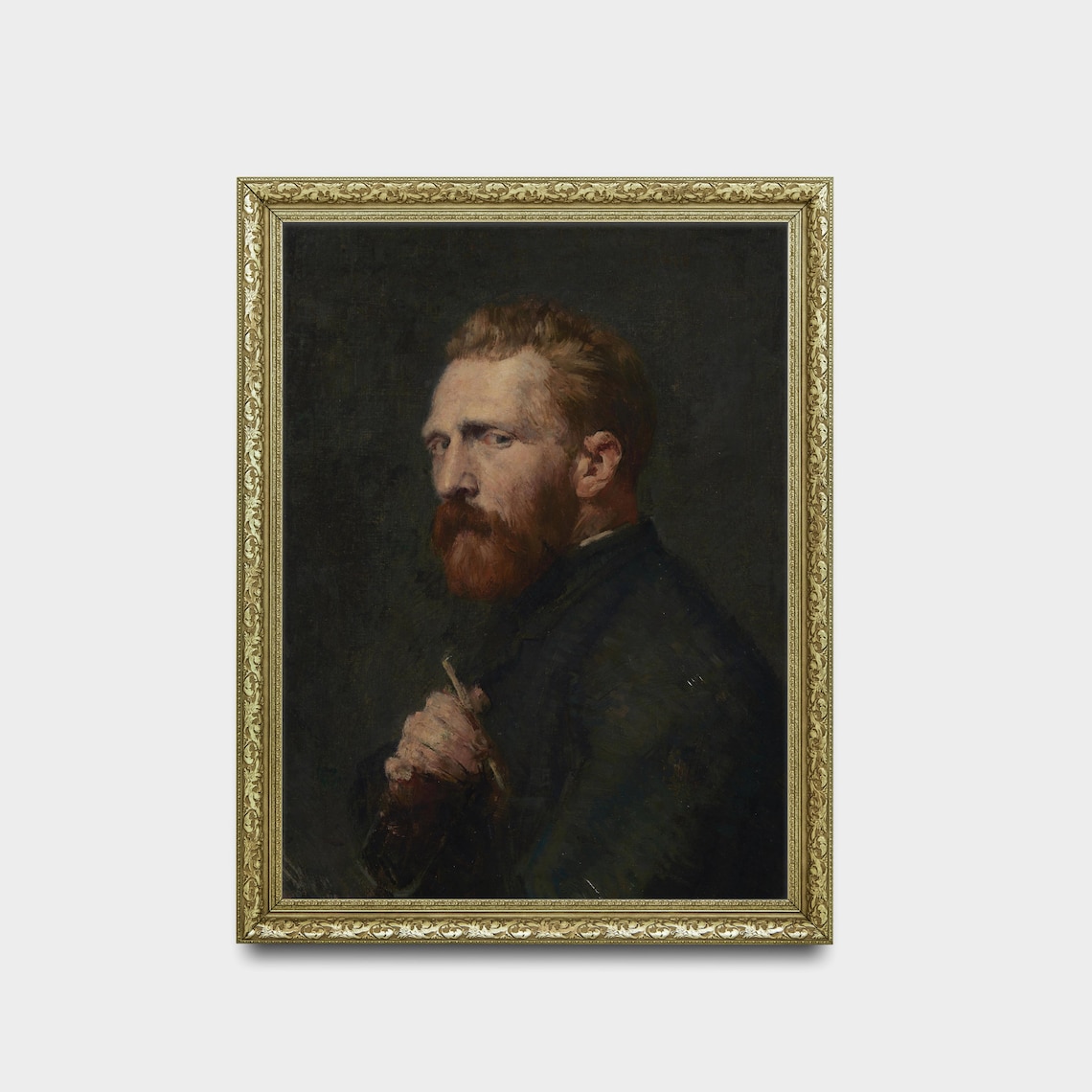 Red-Bearded Gentleman in Dark Oil Portrait Vintage Classic Art Poster - Image 2