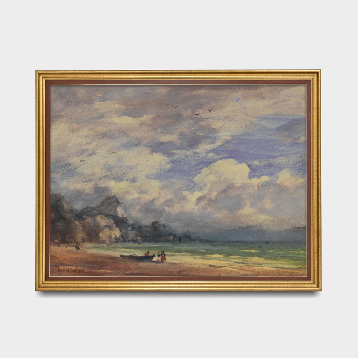 Impressionist Beach With Fishing Boat and Figures on Shore Poster - Image 5