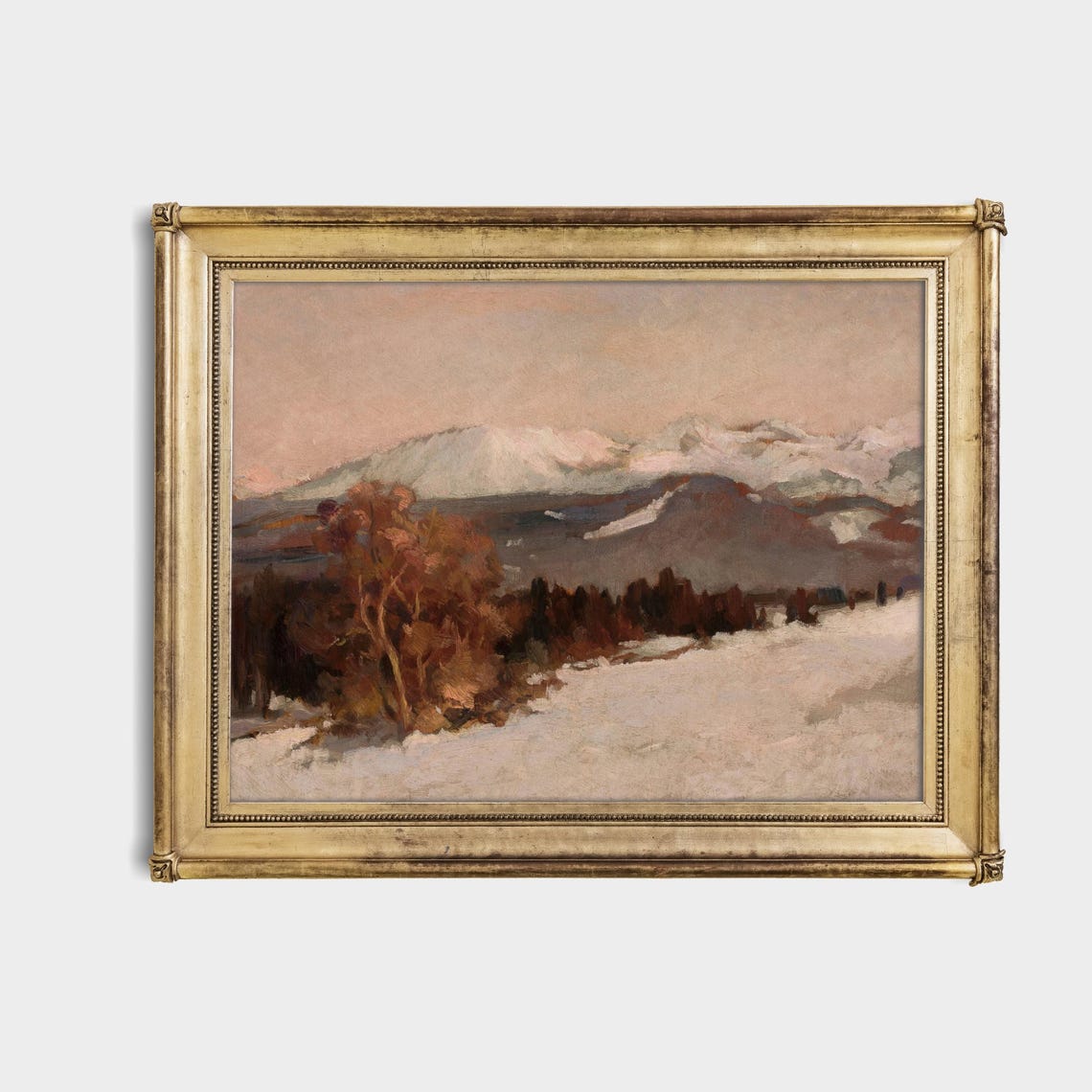 Snow-Capped Peaks at Dusk Pink Alpine Winter Mountain Poster - Image 4