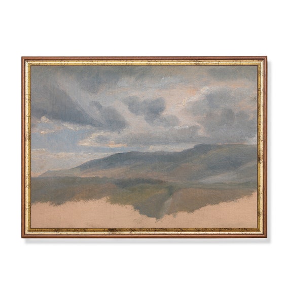 Printed And Shipped Vintage Cloud Painting Antique Landscape With Cloud Study Sky Art Print Farmhouse Decor Mailed Print