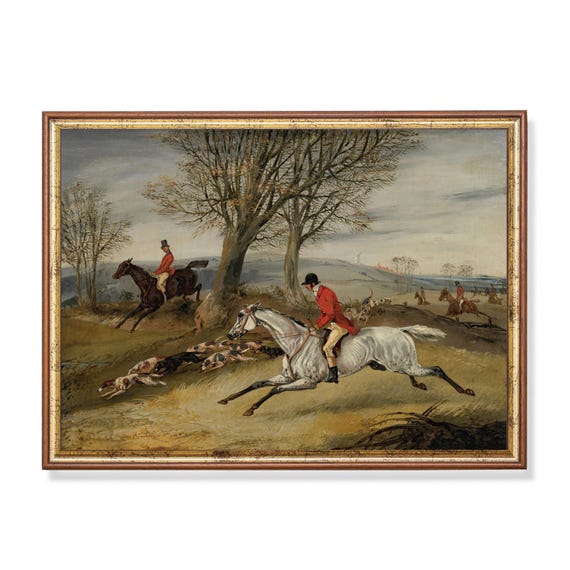 Mailed Art Vintage Equestrian Painting Antique Horse Print Moody Rustic Art Farmhouse Decor Fine Art Printed And Shipped